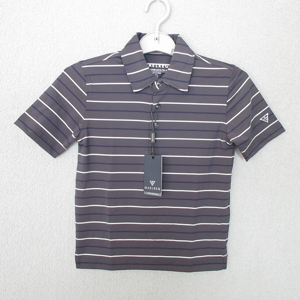 MAELREG Kids Performance Polo Shirt Dark Grey Stripe Size 6 Wicking UPF 30+‎